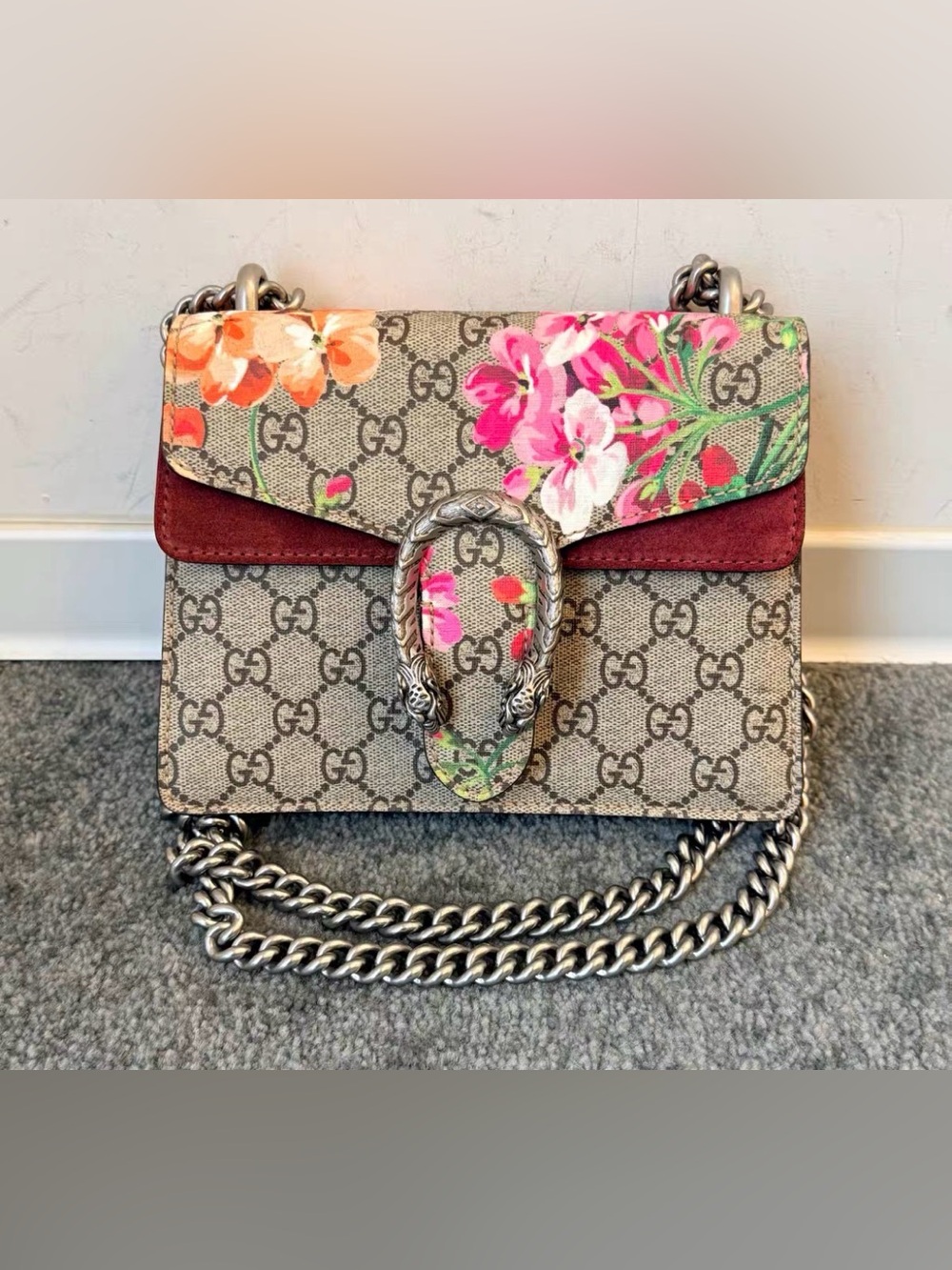 Gucci GG Blooms Canvas Shoulder Bag - Pink, Orange & Brown